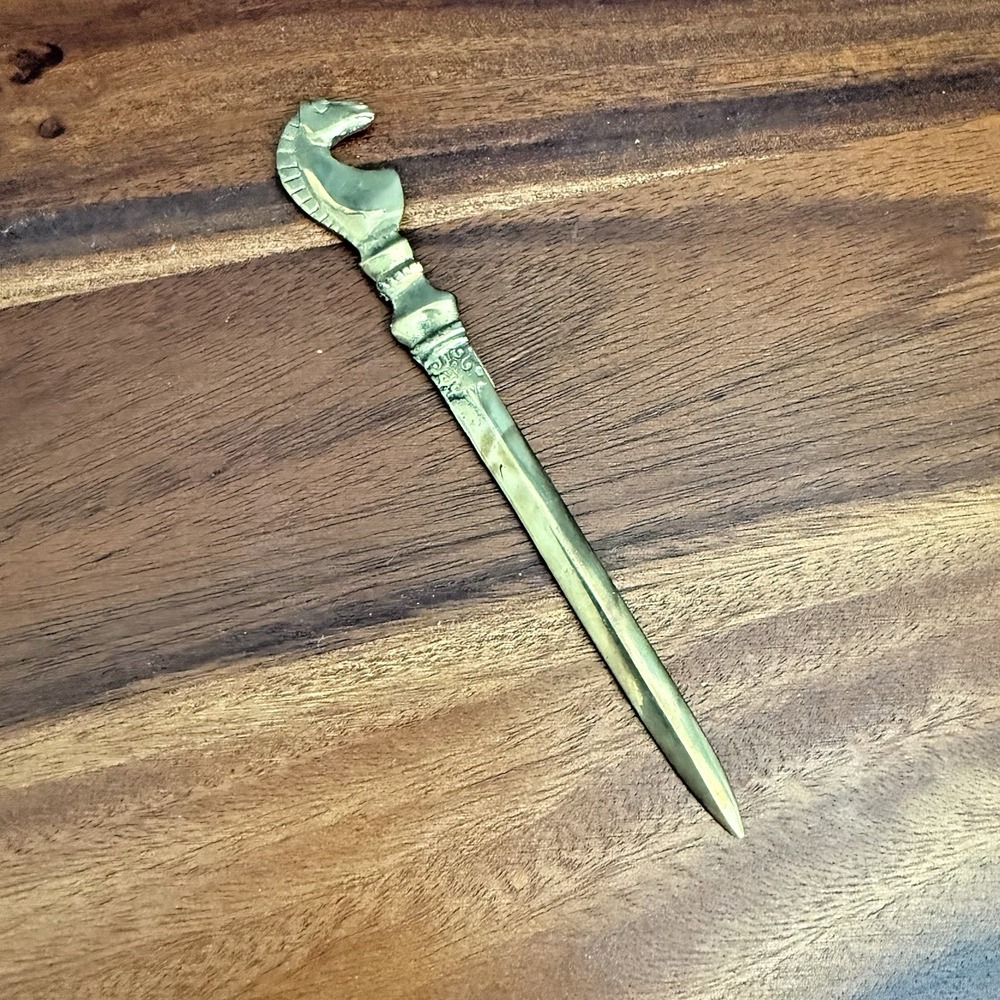 Vintage Brass Horse Letter Opener Figural Desk Accessory 6.75" Equestrian Polo
